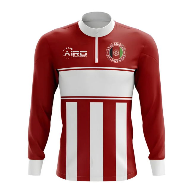 Elite Afghanistan Concept Football Half Zip Midlayer Top (Red-White)