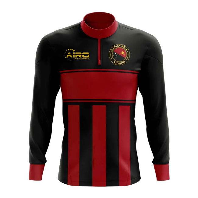 Papa New Guinea Concept Football Half Zip Midlayer Top (Black-Red)