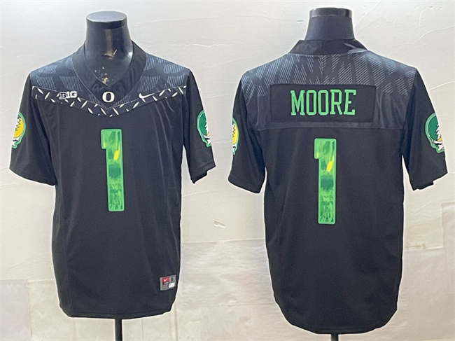 team authorized Men's None Dakorien Moore #1 Black 2024 Football