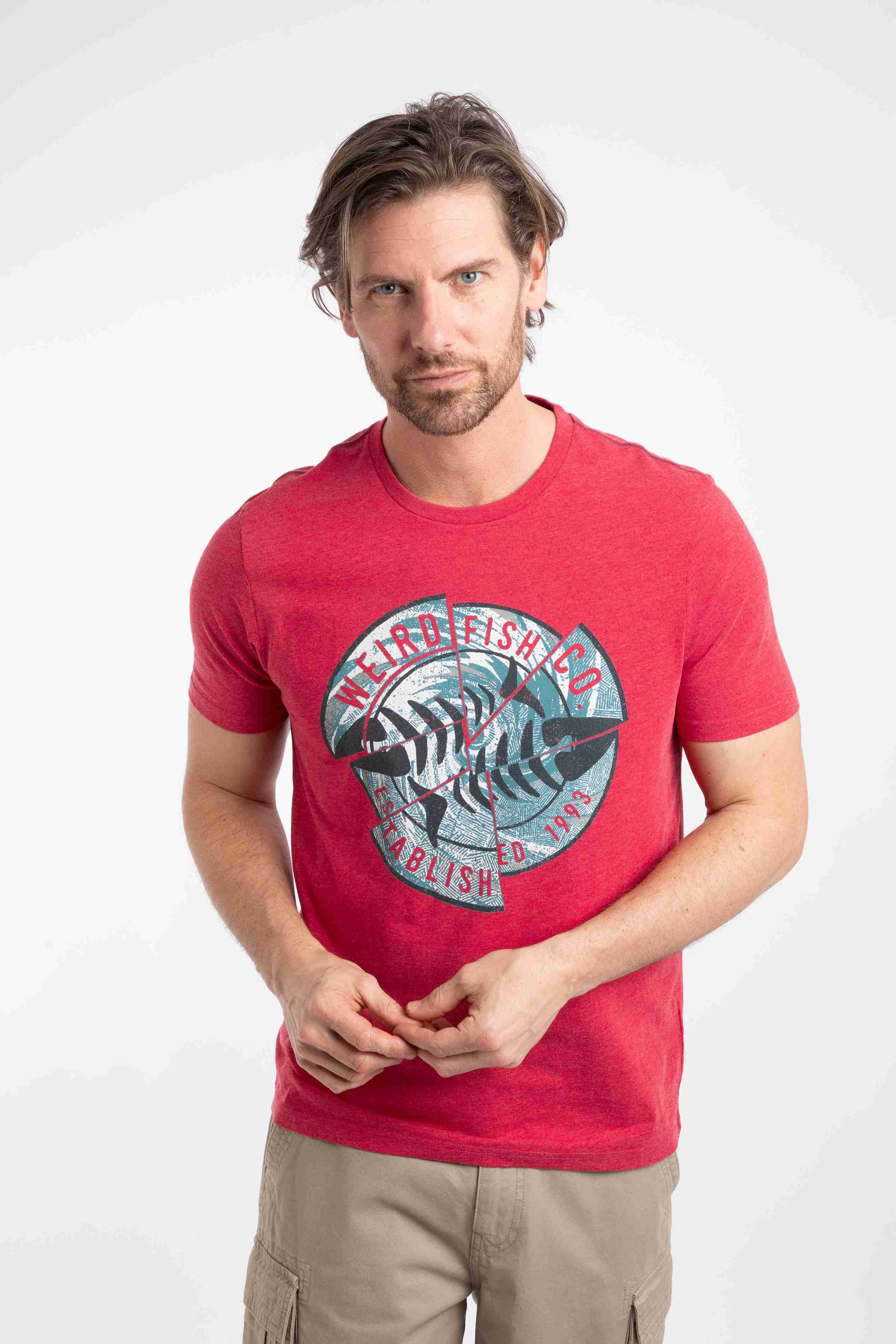 Vortex Front Print Graphic T-Shirt Barberry Red Marl