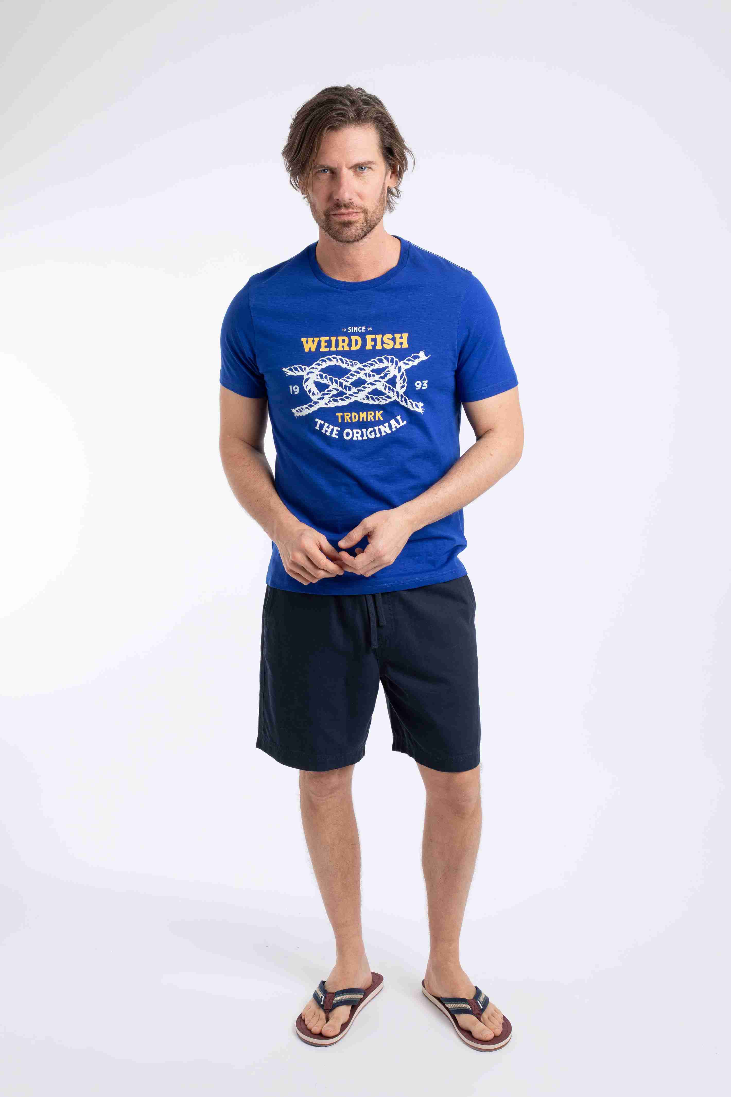 Cast Off Front Print Graphic T-Shirt Mazarine Blue
