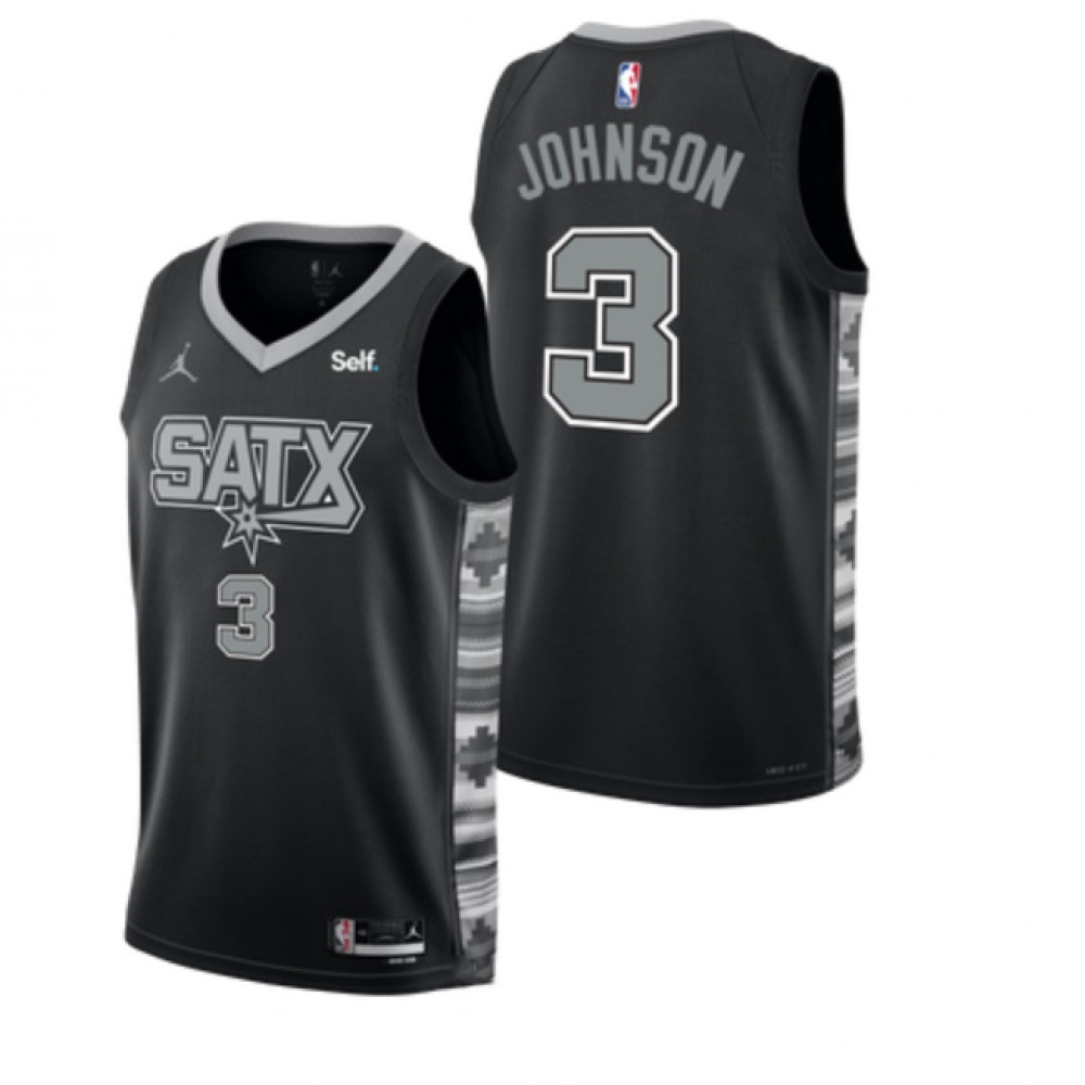 Modern Men's San Antonio Spurs #3 Keldon Black Basketball Jersey