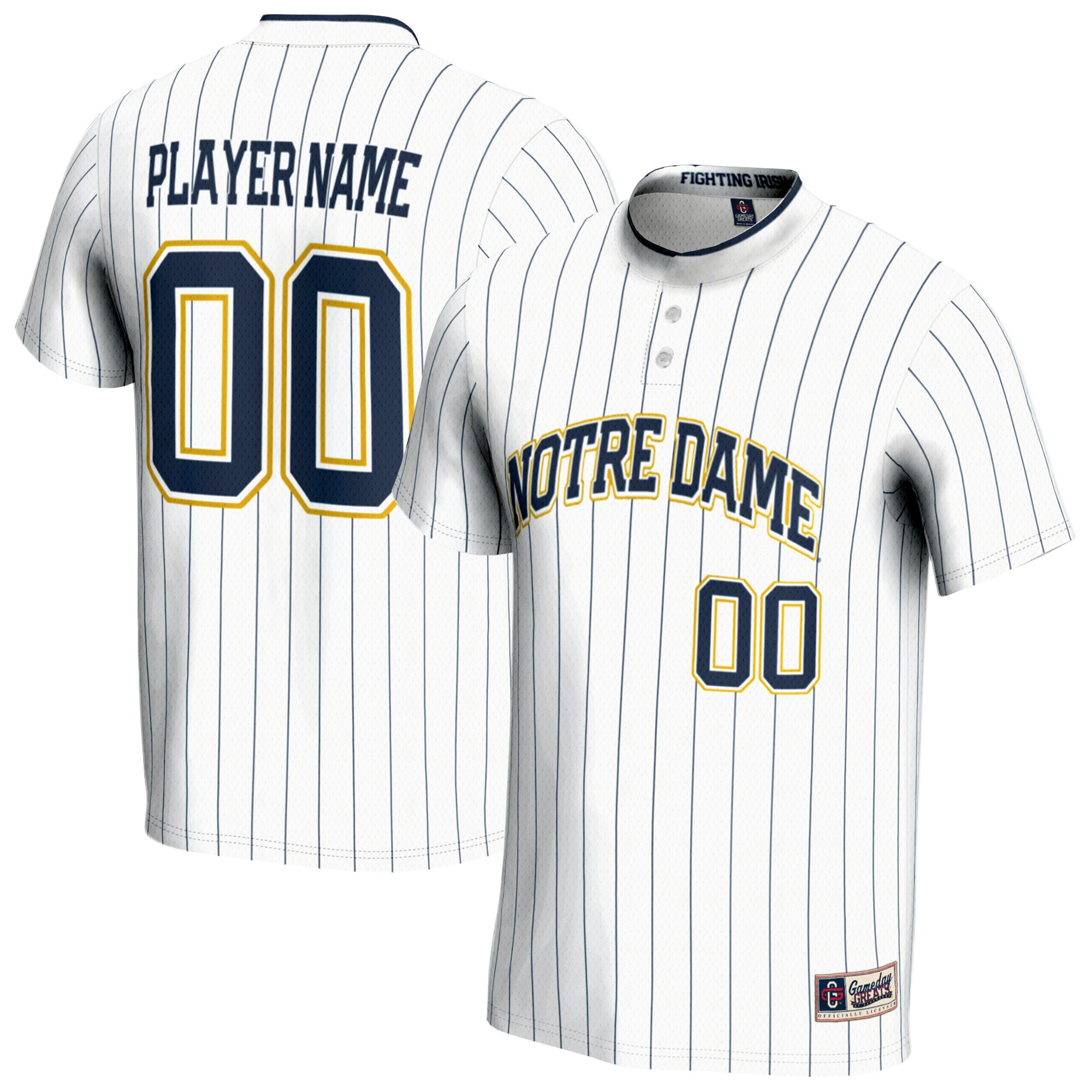 [DDG] Notre Dame Fighting Irish GameDay Greats Unisex NIL Pick-A-Player Lightweight Softball Jersey - White