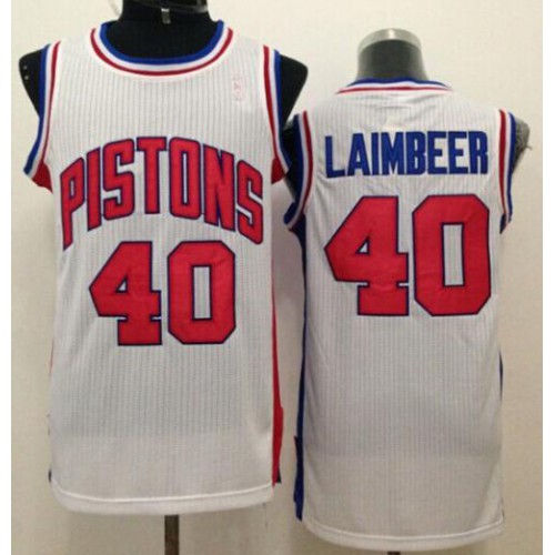 Detroit Pistons #40 Bill Laimbeer White Throwback Stitched NBA Jersey Mens