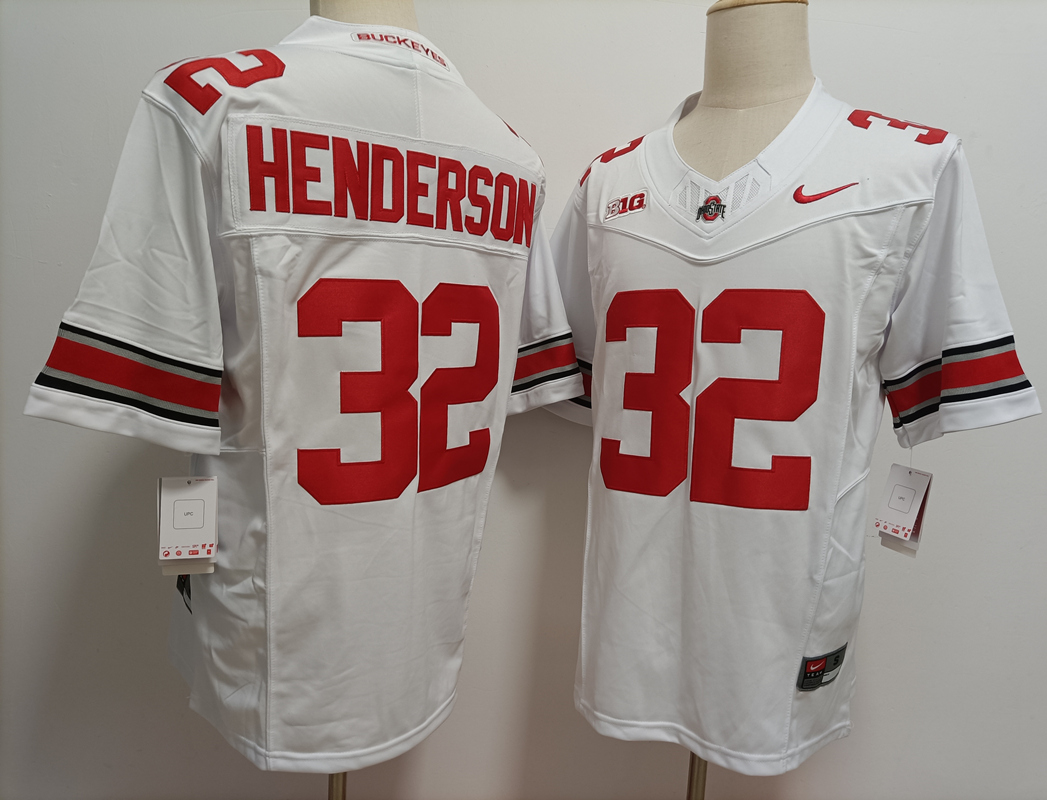 Men's Ohio St Buckeyes None #32 home jersey White 2024 premium Jersey