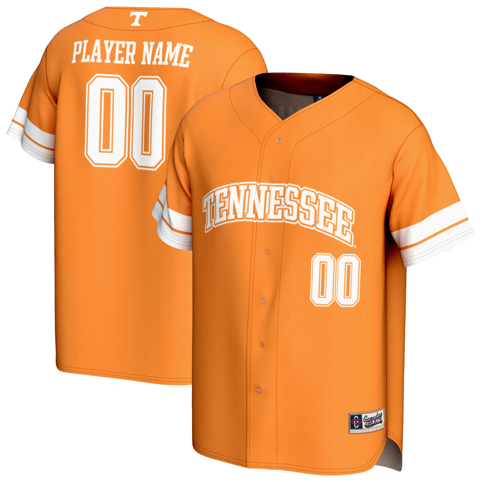 [NJP] Tennessee Volunteers GameDay Greats Youth Personalized Collegiate Baseball Fashion Jersey - Tennessee Orange