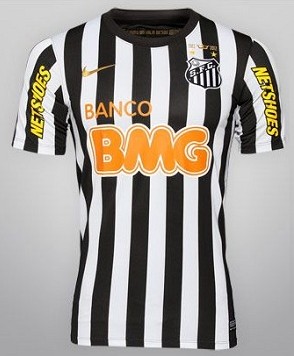 Genuine Official 12-13 Santos FC Away BlackWhite Jersey Shirt