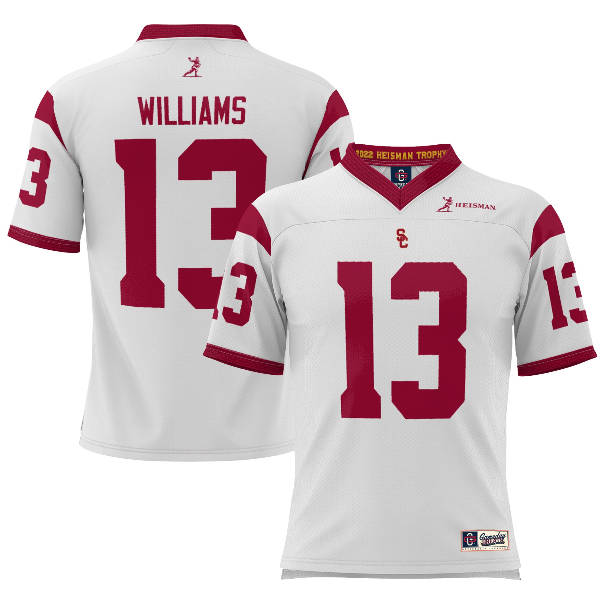 [NJP] Caleb Williams USC Trojans GameDay Greats Youth Heisman Memorial Jersey Lightweight- - White