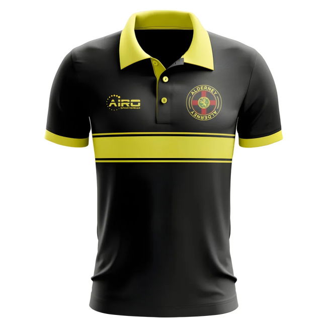 Match Alderney Concept Stripe Polo Shirt (Black) Performance