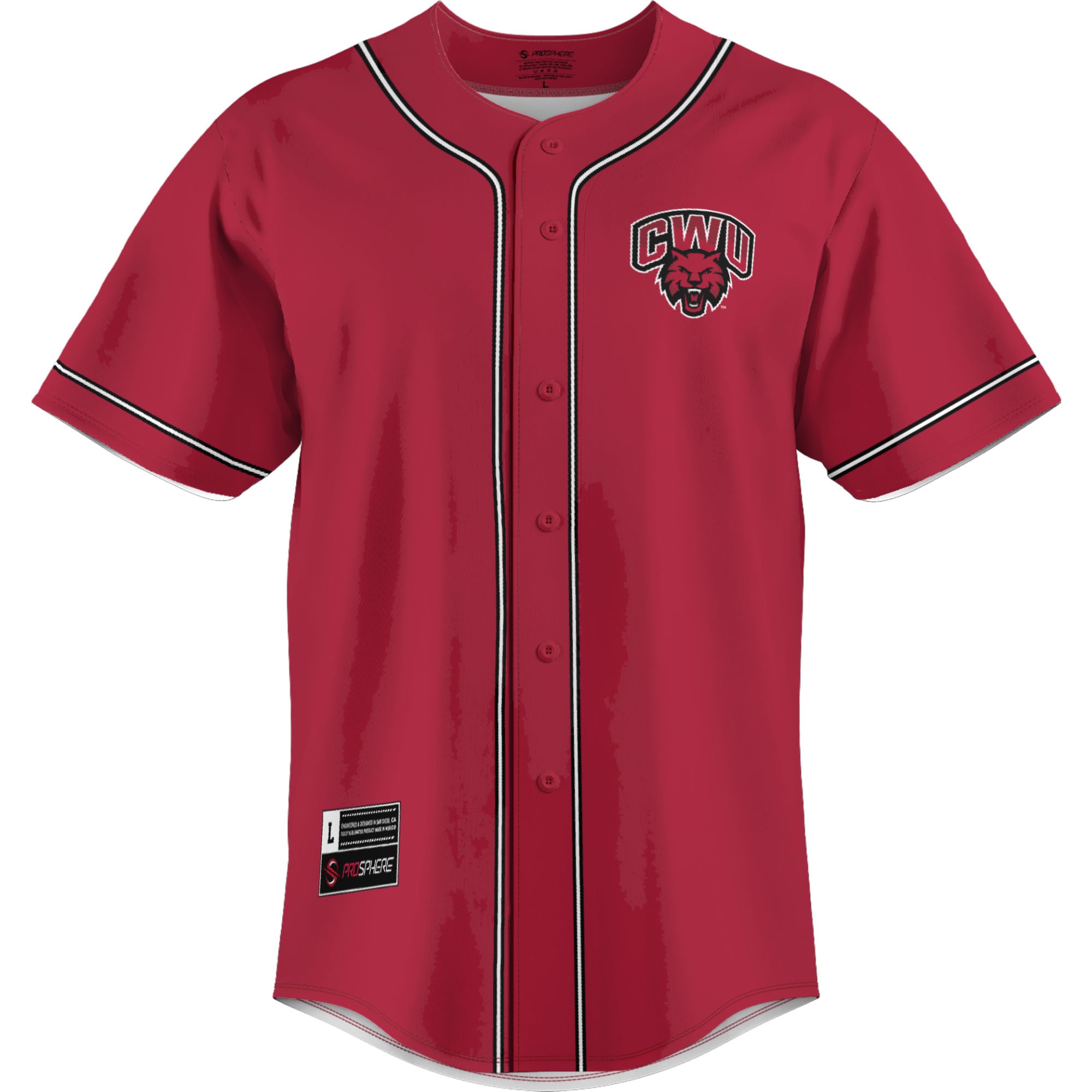 [DDG] Central Washington Wildcats GameDay Greats Lightweight Baseball Jersey - Crimson