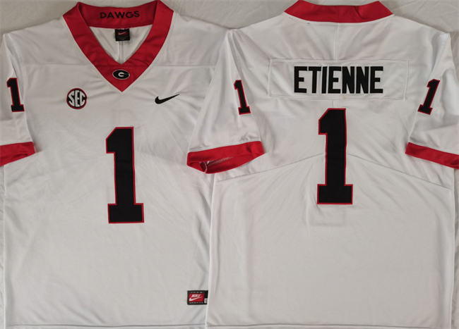 Men's UGA Bulldogs #1 Trevor Etienne White 2024 breathable official