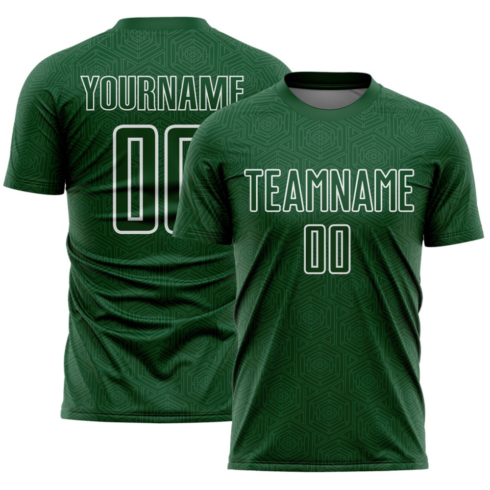 Sports Uniform Geometric White Sublimation Shape Custom Jersey Soccer Green