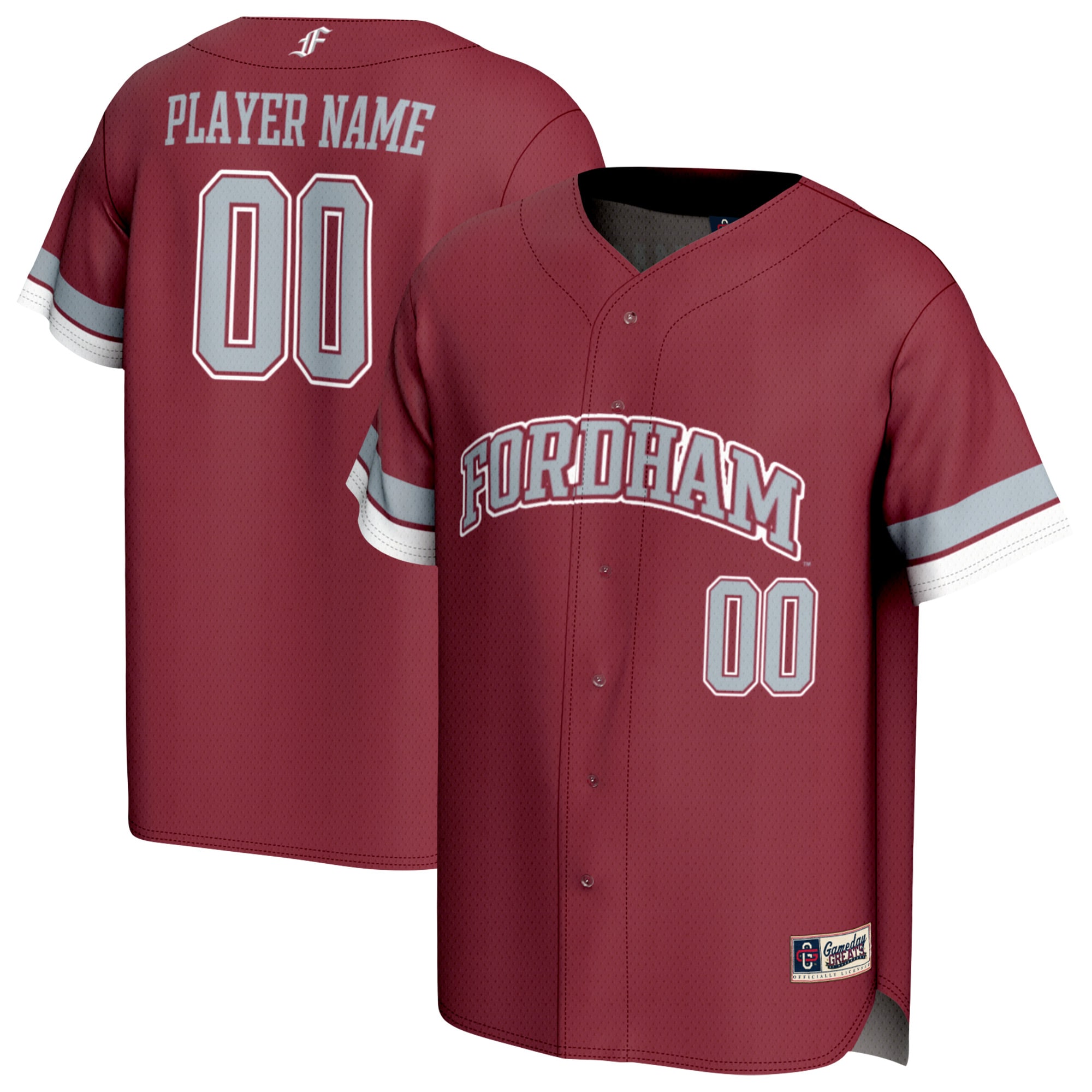 [NJP] Fordham Rams GameDay Greats Unisex Lightweight Collegiate Baseball NIL Pick-A-Player Fashion Jersey - Maroon