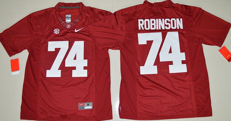 Men's Alabama Bama Red 2024 away jersey Cam Robinson #74 home jersey