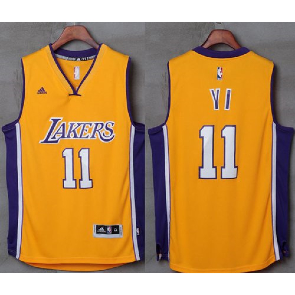 Lakers #11 Yi Jianlian Gold Stitched NBA Jersey
