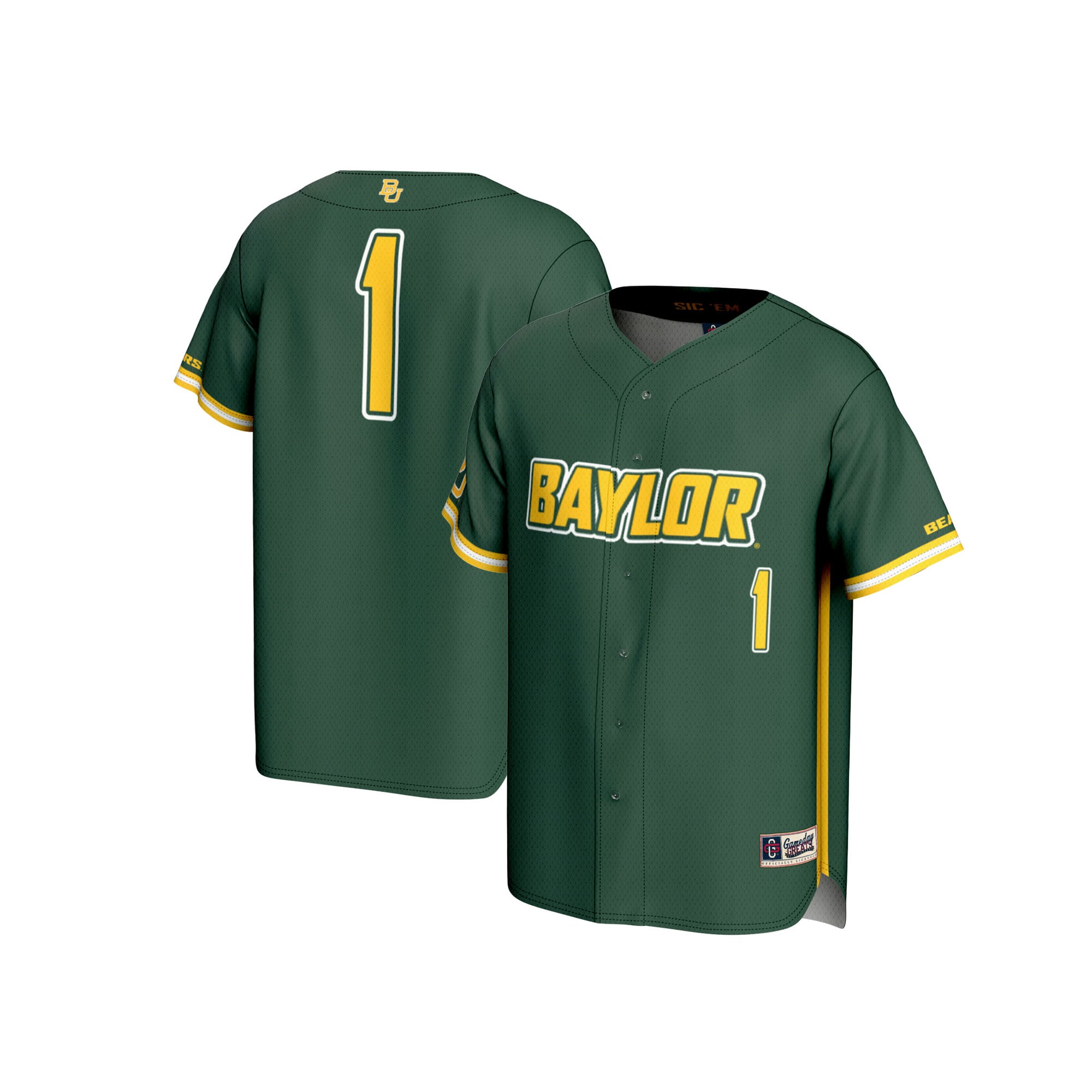 [NJP] Baylor Bears GameDay Greats Unisex Lightweight Baseball Fashion Jersey - Green