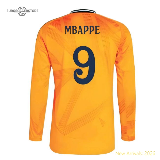 Top-Quality 2024-2025 Real Madrid Long Sleeve Away Shirt (Mbappe 9)