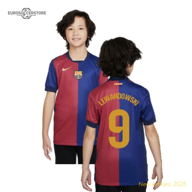 Professional-Grade 2024-2025 Barcelona Home Shirt (Sponsorless) - Kids (Lewandowski