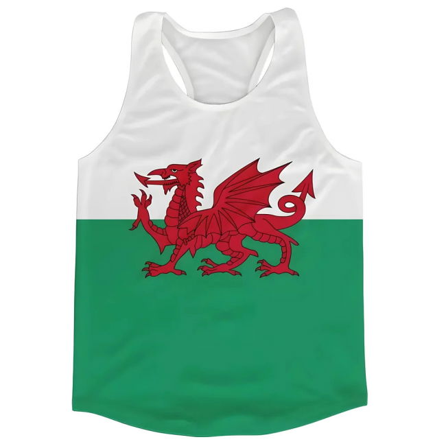 Authentic Wales Flag Running Vest Official Match Team Kit