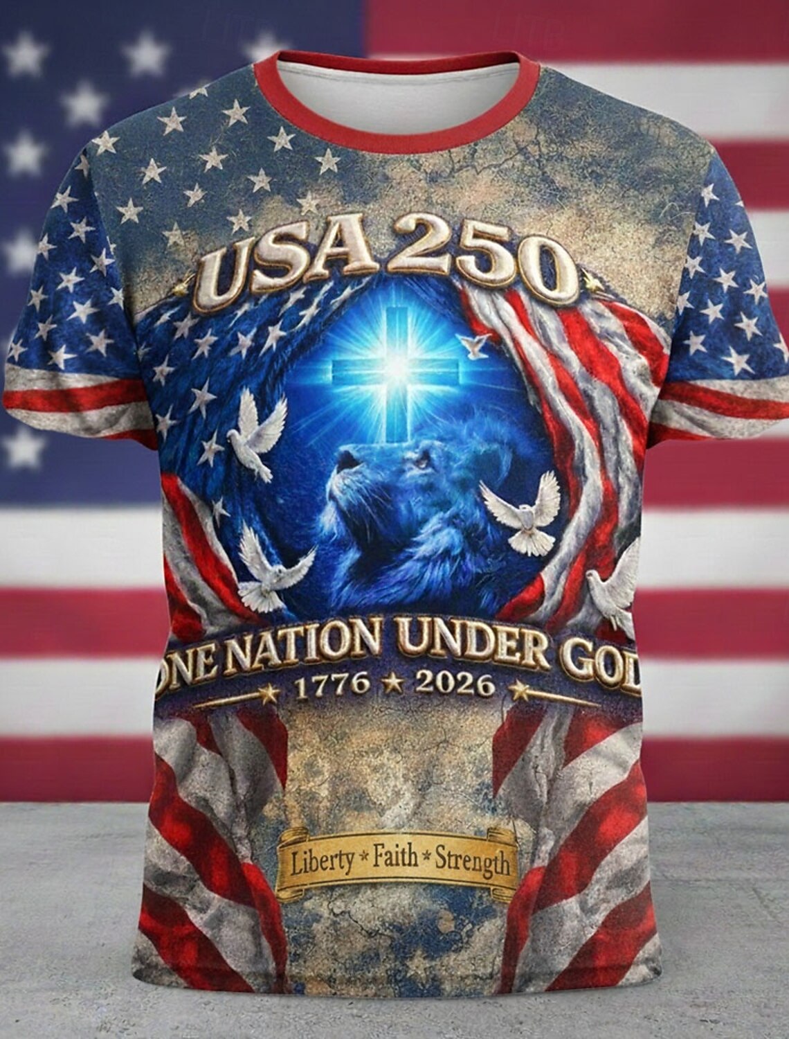 4th of July 2026 250th Memorial Day Men's Patriotic Designer Patriot Short Sleeve T-Shirt