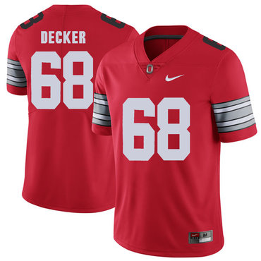 Men's OSU Ohio #68 Taylor Decker Red 2018 away jersey high quality