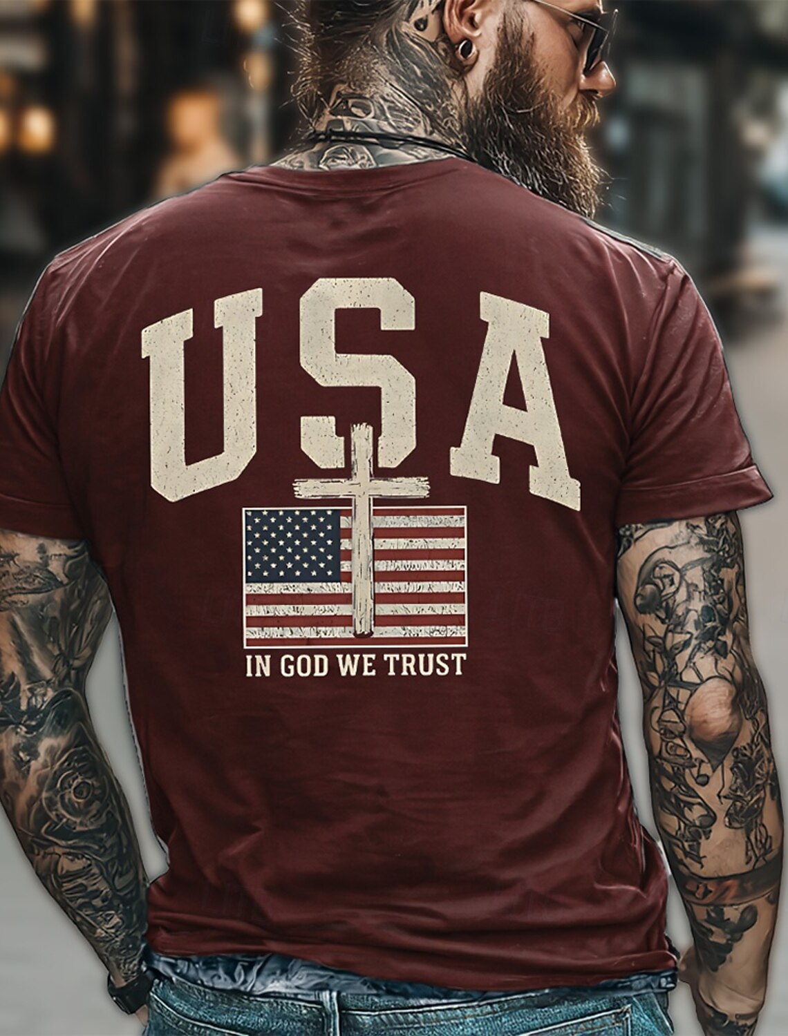 Men's Graphic Cross T Shirt Tee Short Sleeve 3D Print Crew Neck