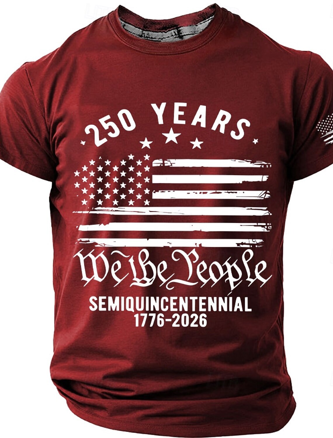 4th of July 2026 250th Men's Solid Color American US Flag T Shirt Short Sleeve T shirt 3D Print Crew Neck Shirt Vintage Retro Patriotic Daily Festival Blue Black Burgundy Summer Spring Clothing