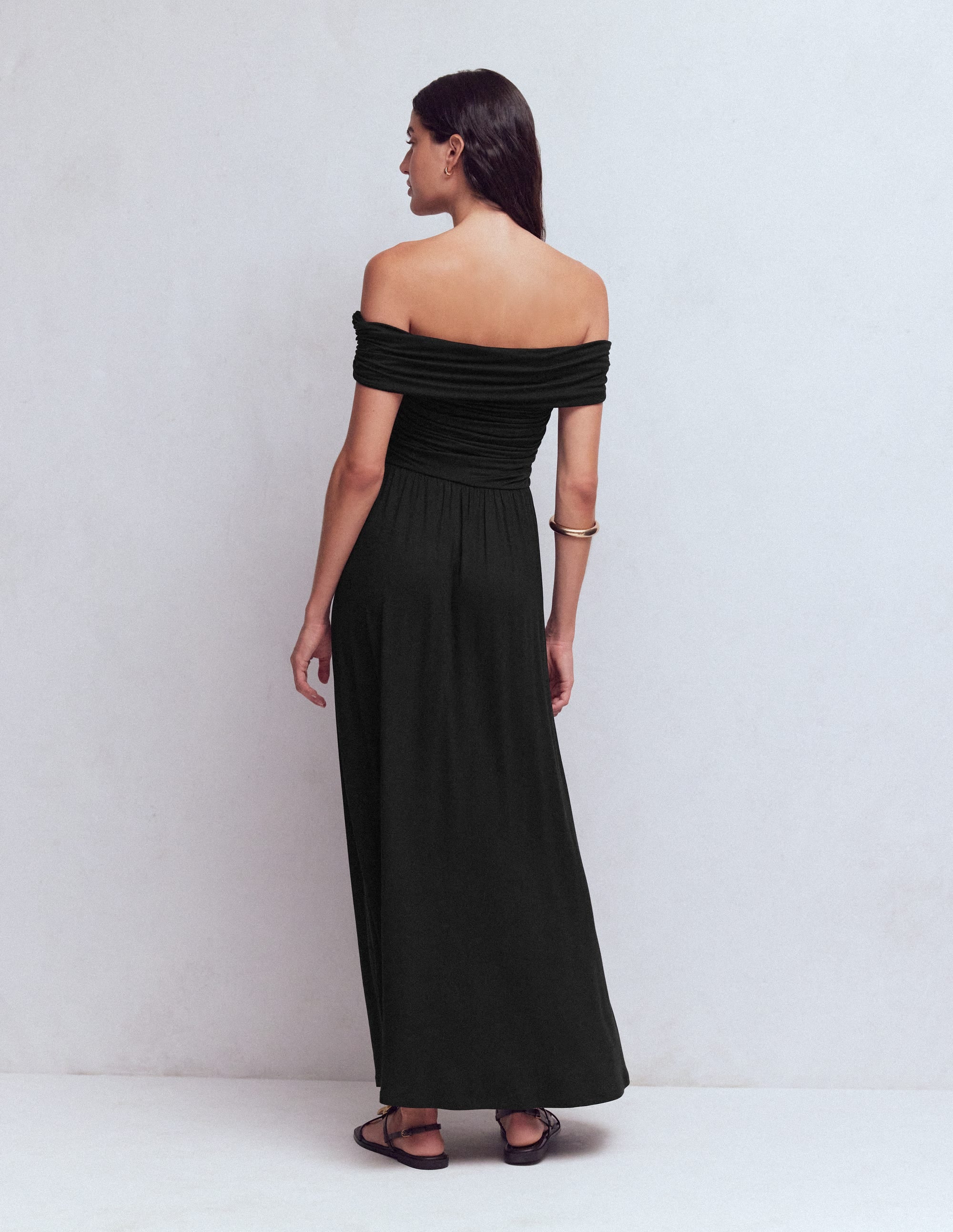 Ruched Bardot Jersey Dress