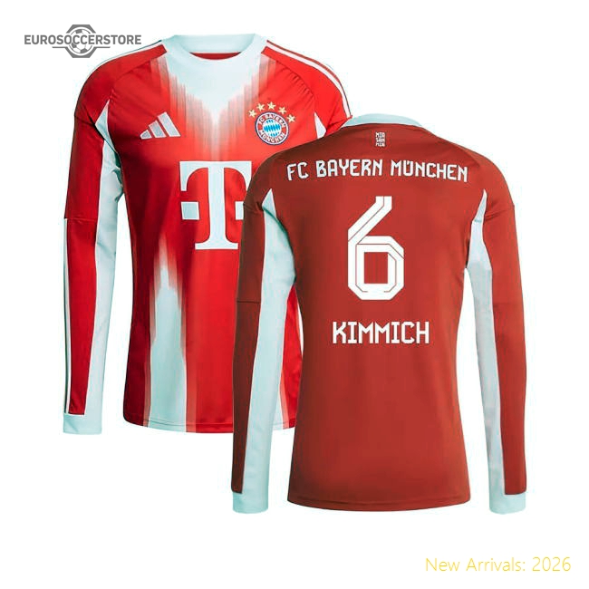 2025-2026 Bayern Munchen Long Sleeve Home Kit Soccer Shirt (Kimmich 6)