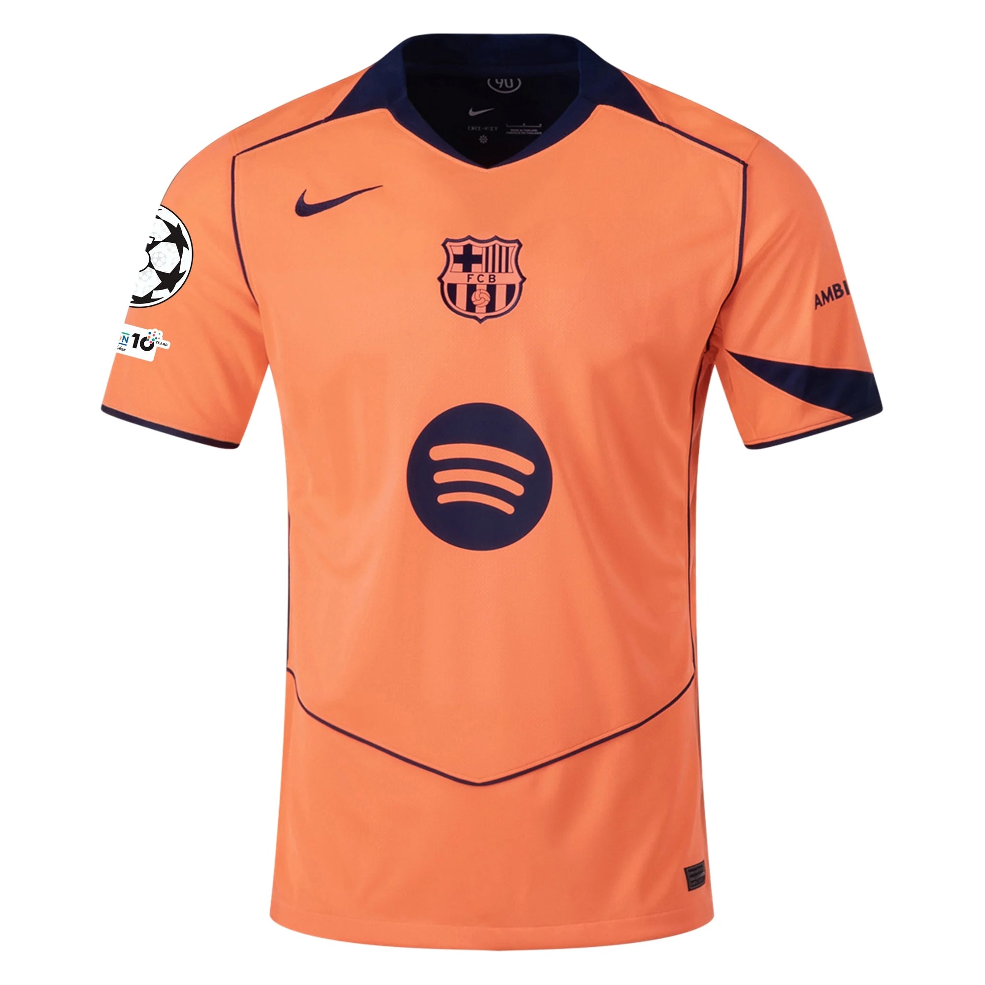 Nike Rashford Men's FC Barcelona T90 Third Jersey 25/26 w/ Champions League Patches (Mango/Navy)