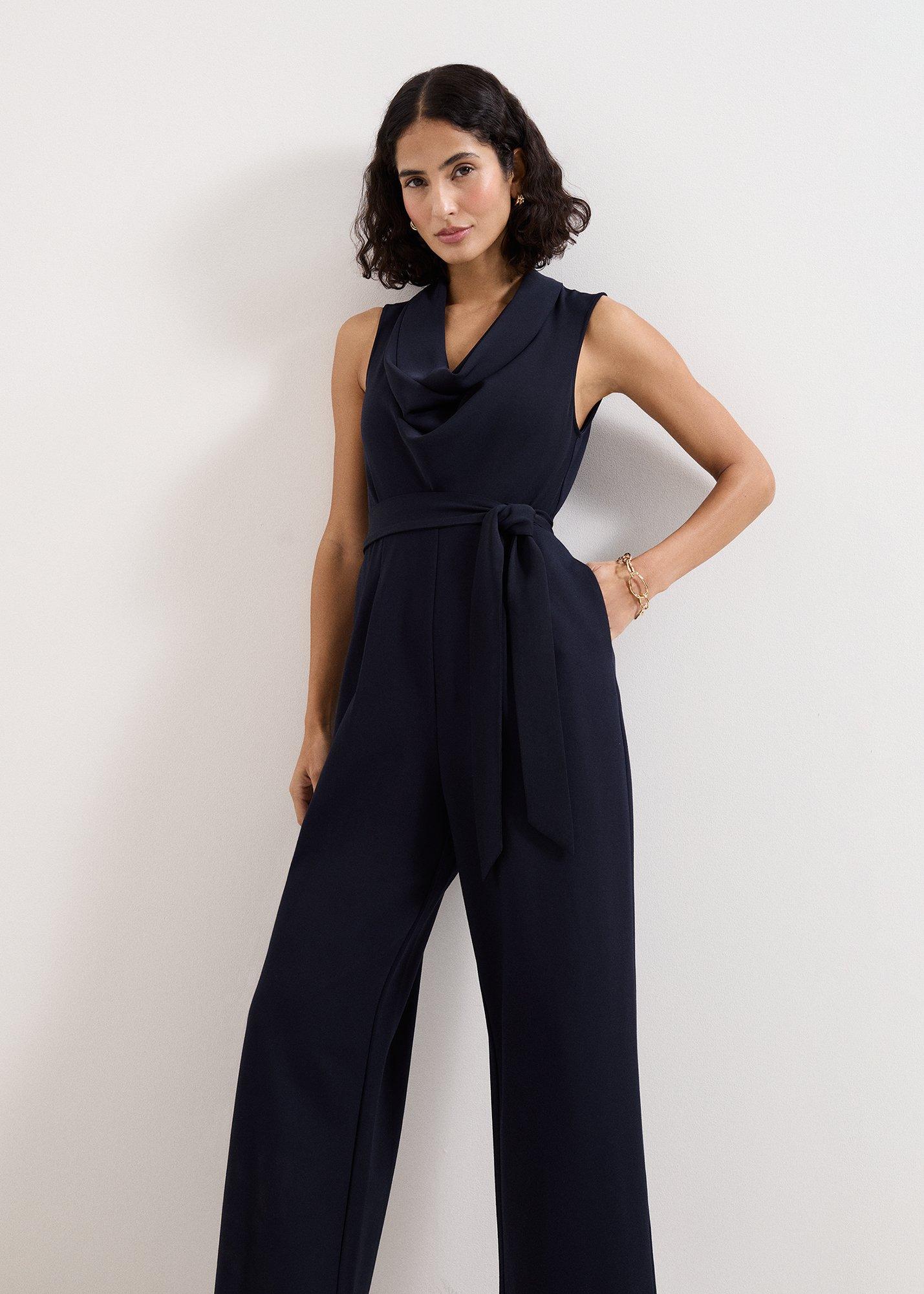 Petite Emry Navy Cowl Neck Jumpsuit