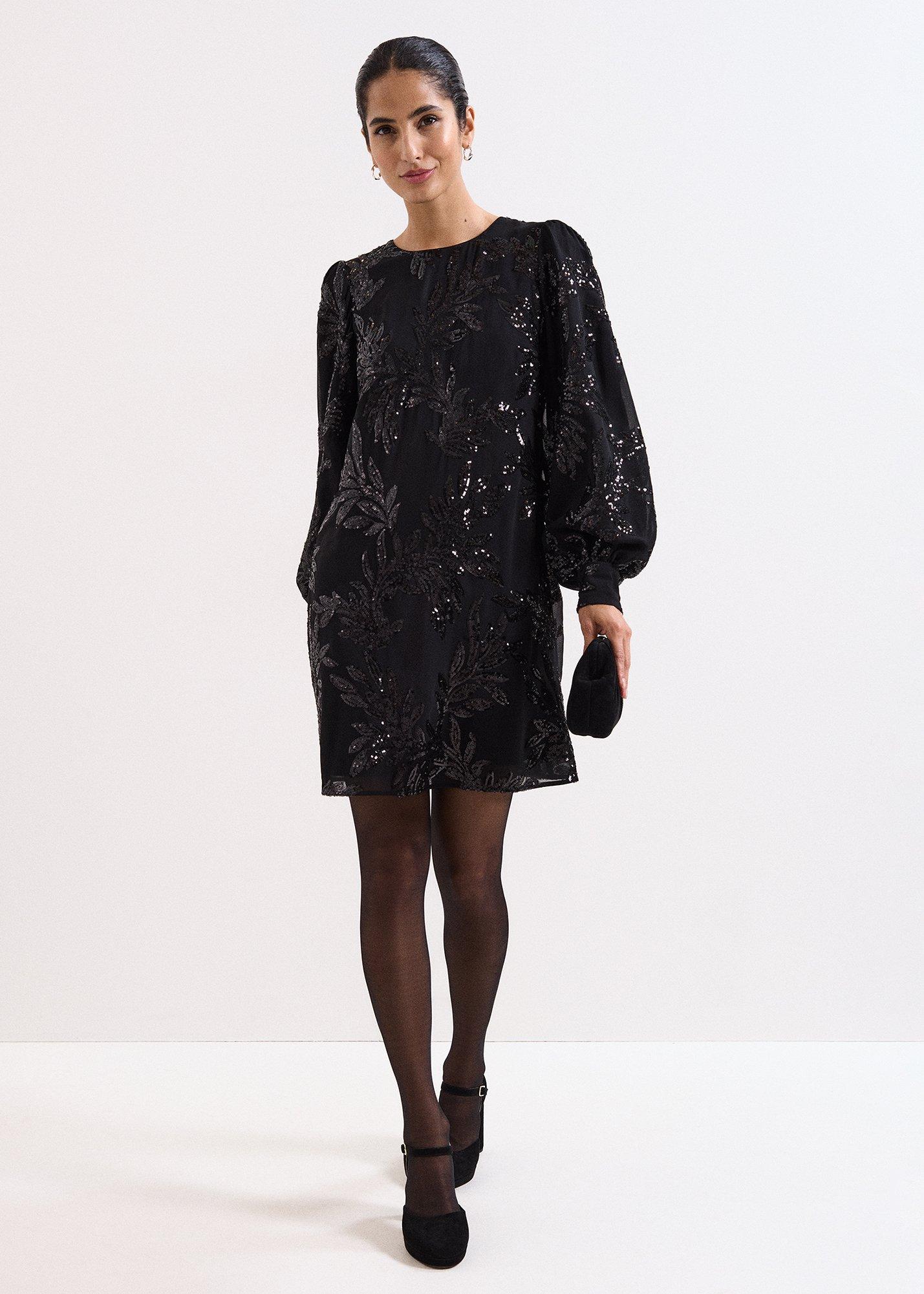 Odette Black Sequin Mini Dress