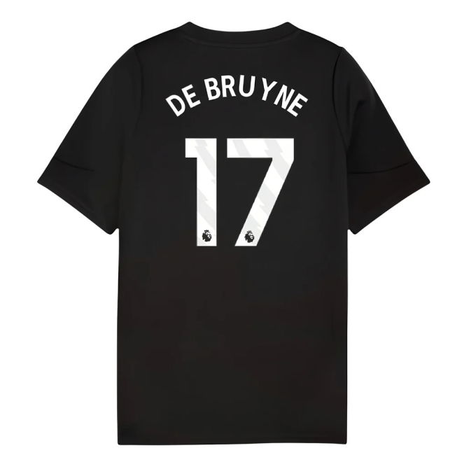 2025-2026 Man City Jersey (Black) - Kids (De Bruyne 17) (Black)