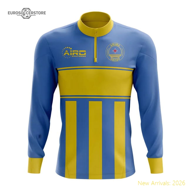 Luxury Aruba Concept Football Half Zip Midlayer Top (sky Blue-yellow)