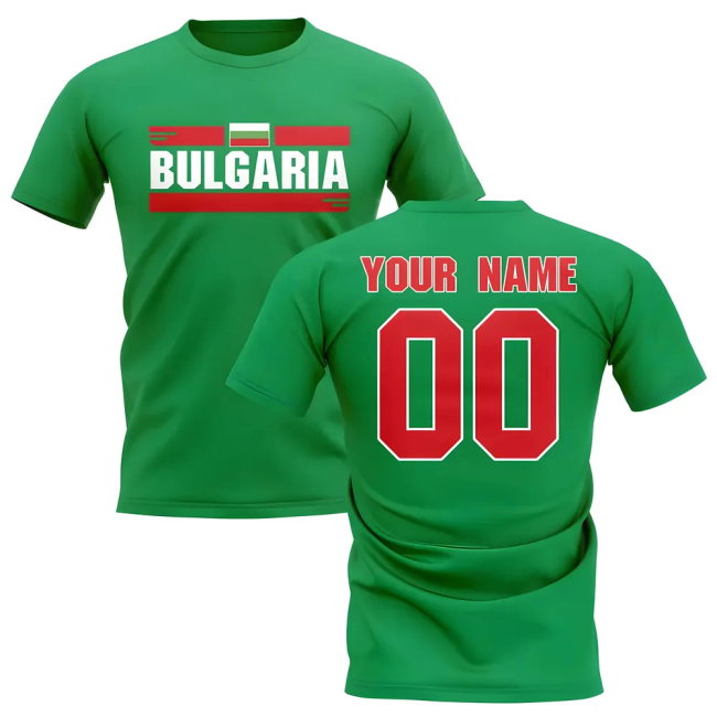 Personalised Bulgaria Fan Football T-Shirt (green)
