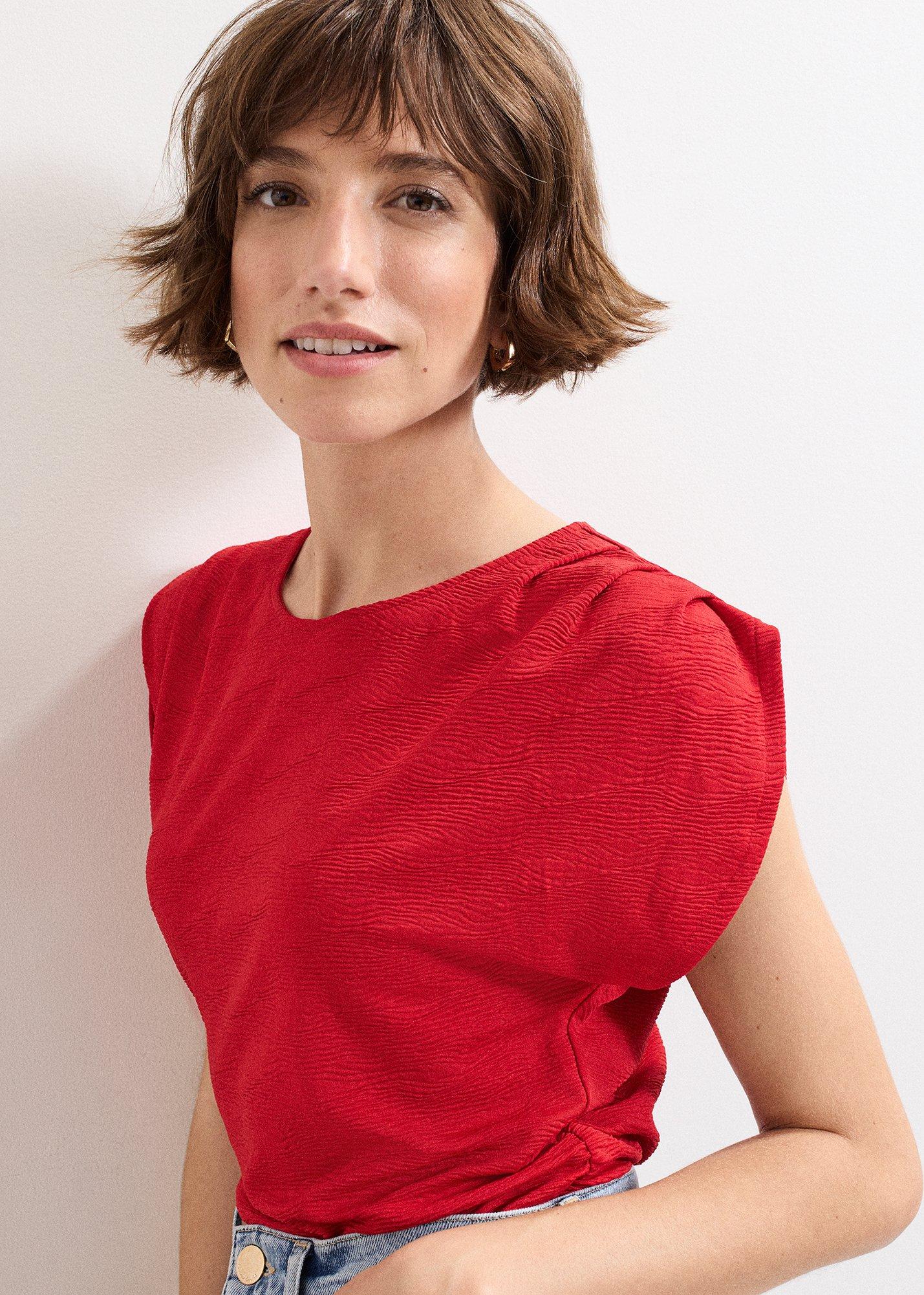 Rina Drape Textured Sleeveless Top