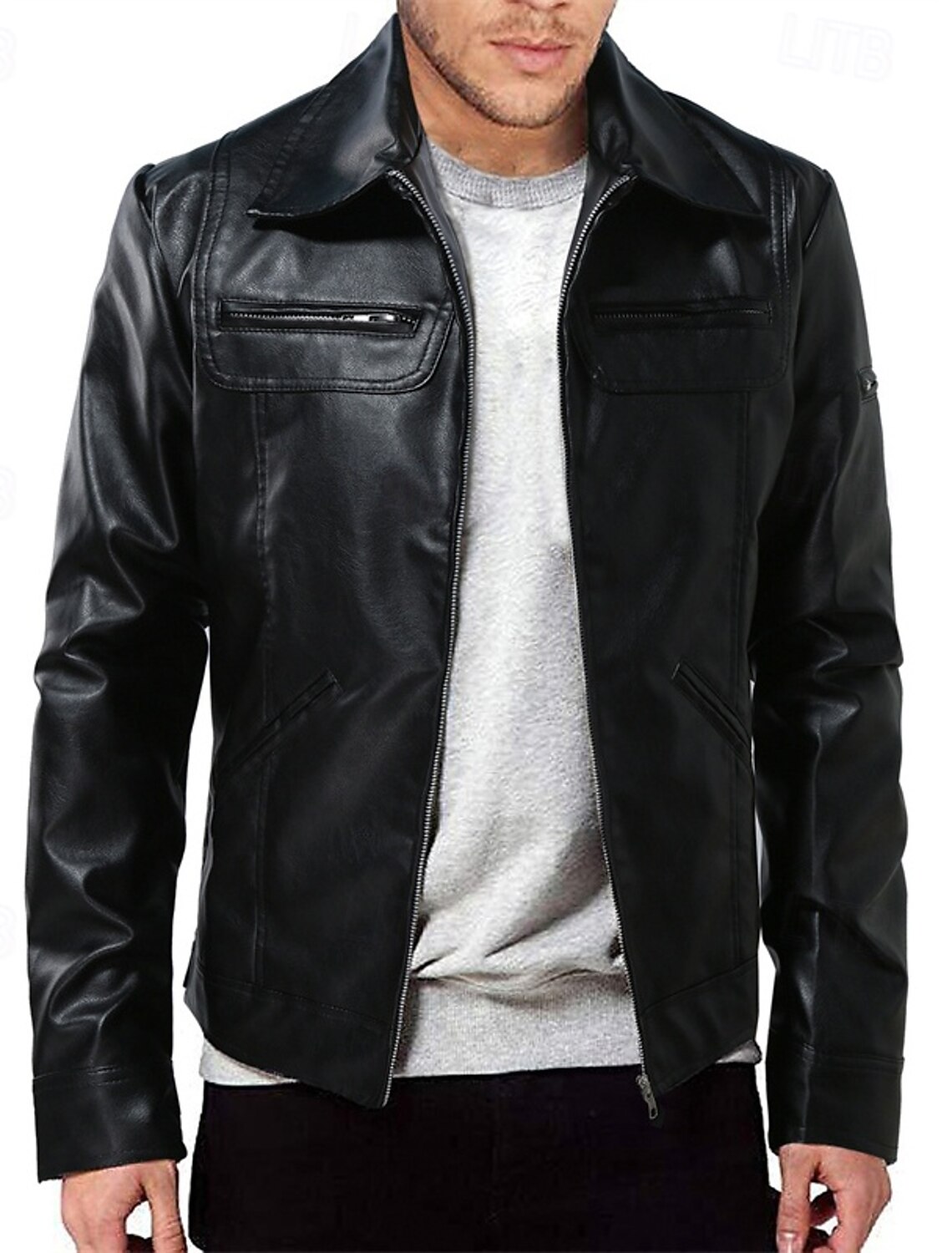 Men's Faux Leather Jacket Biker Red Motorcycle Daily Vacation