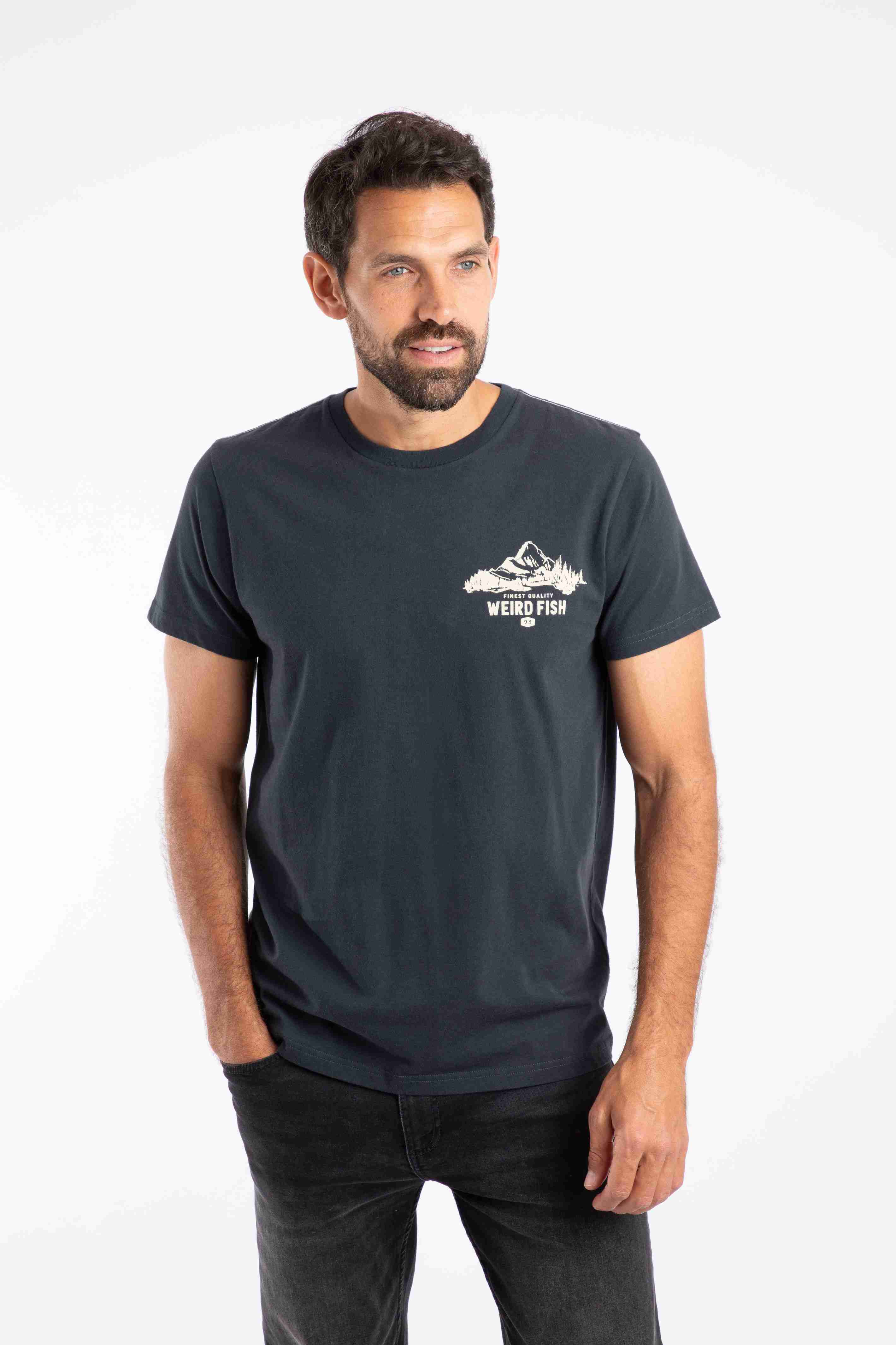 Mountain Valley Back Print Graphic T-Shirt Navy