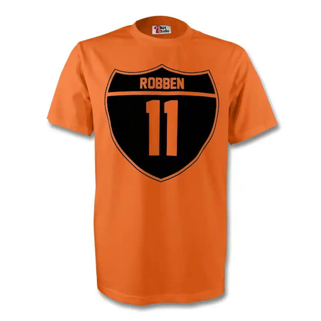 Arjen Robben Holland Crest Tee (Orange) Euro Worldcup Quality
