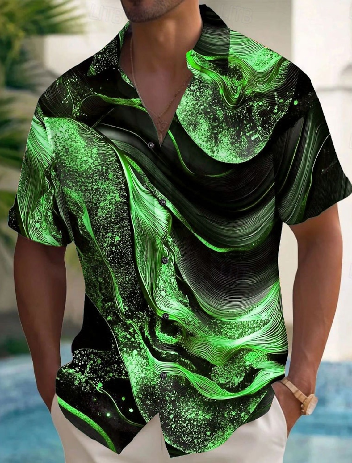 Men's Floral Print Flower Shirt Button Up Short Sleeve Fashion Casual