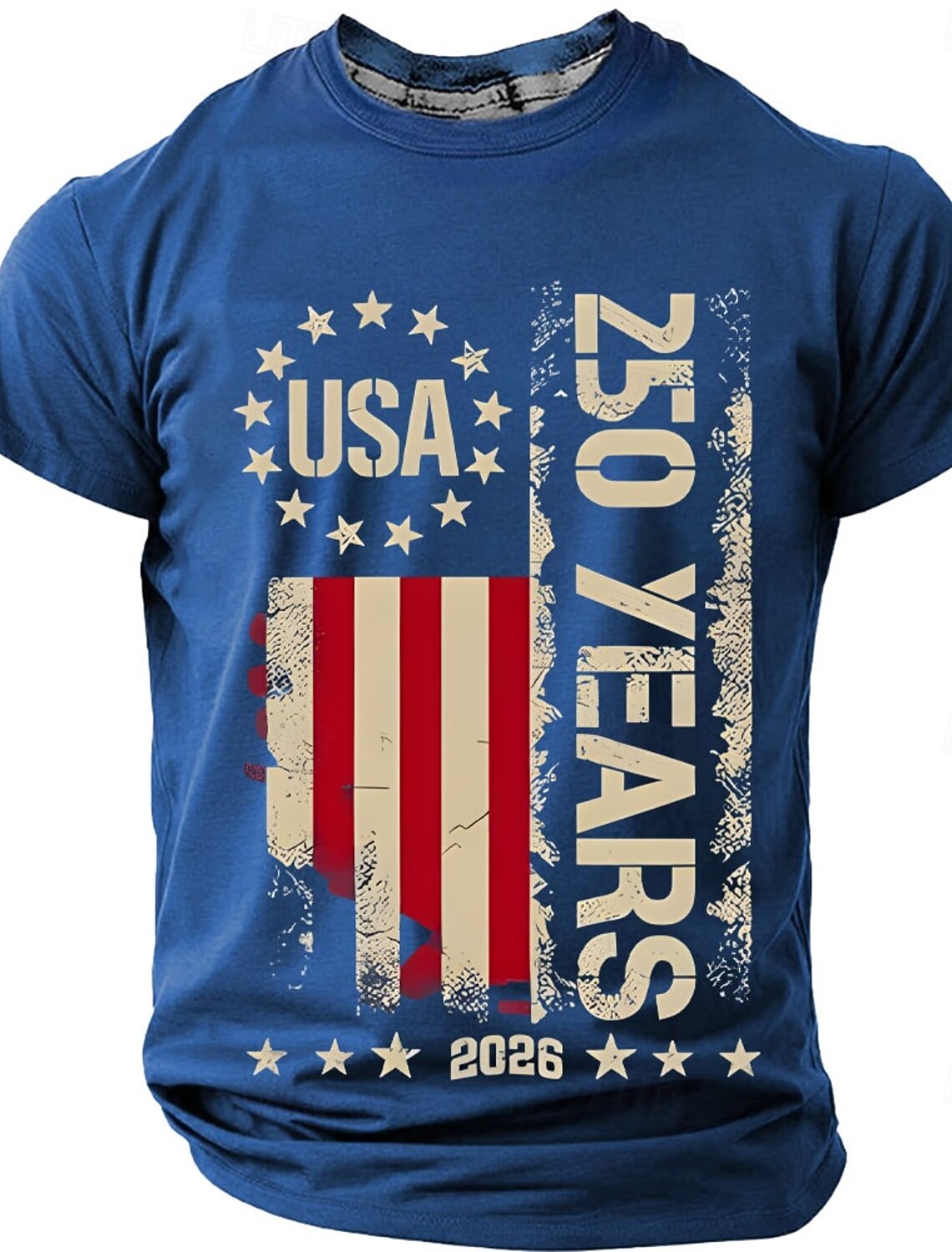 4th of July 2026 250th Men's Solid Color American US Flag T Shirt Short Sleeve T shirt 3D Print Crew Neck Shirt Vintage Retro Patriotic Daily Festival Blue Black Burgundy Summer Spring Clothing