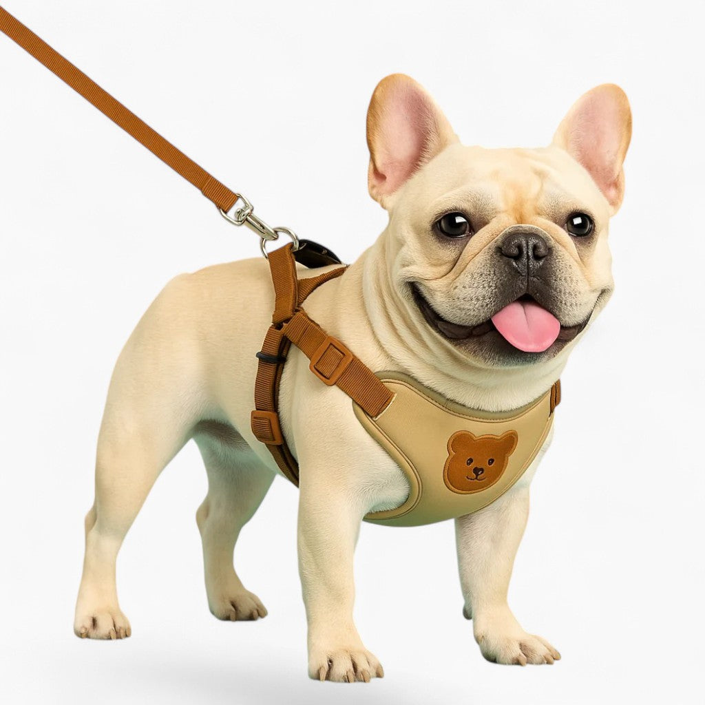 French Bulldog Barkit Soft Padded Frenchie Harness With Cartoon Bear
