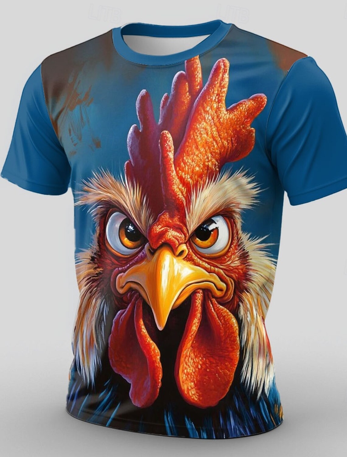 Men's Rabbit Rooster Funny T Shirt Short Sleeve 3D Print Crew Neck