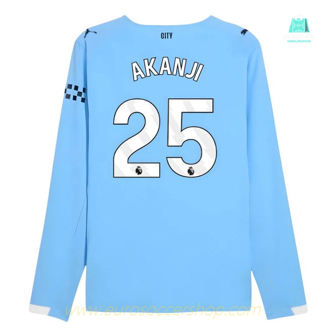 2025-2026 Man City Authentic Long Sleeve Home Shirt (Akanji 25)