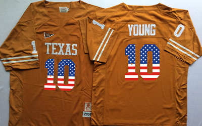 Men's UT TX Orange 2024 game jersey Vince Young #10 alternate jersey