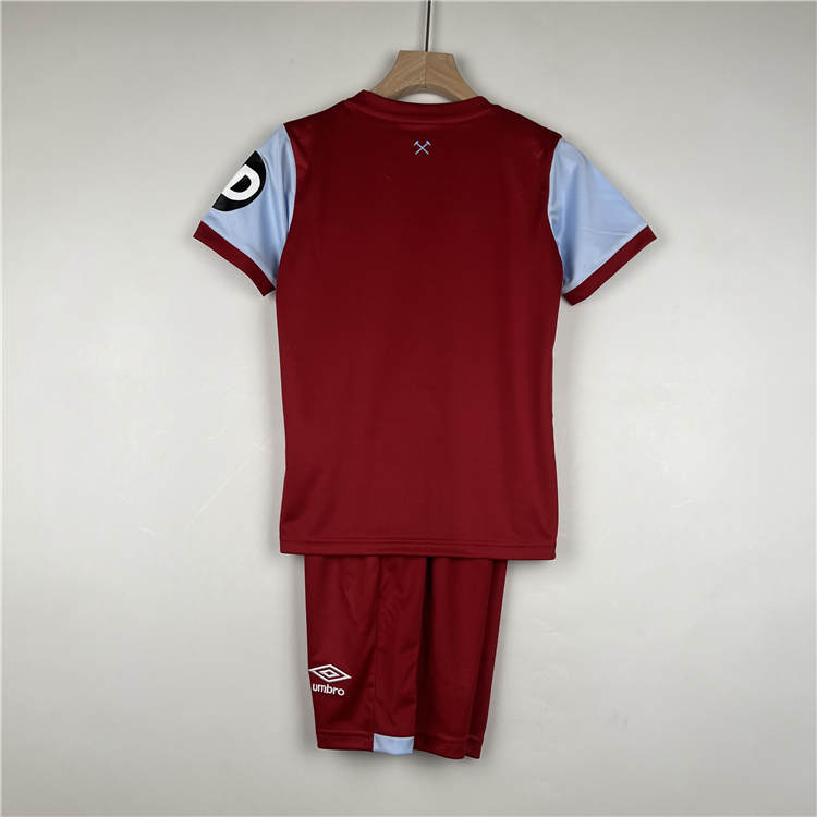 Kids West Ham United 2324 Home Red Football KitsShirtShorts -