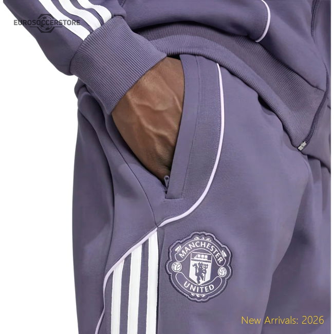 Official 2025-2026 Man Utd UBP Double Knit Pants Trace Purple