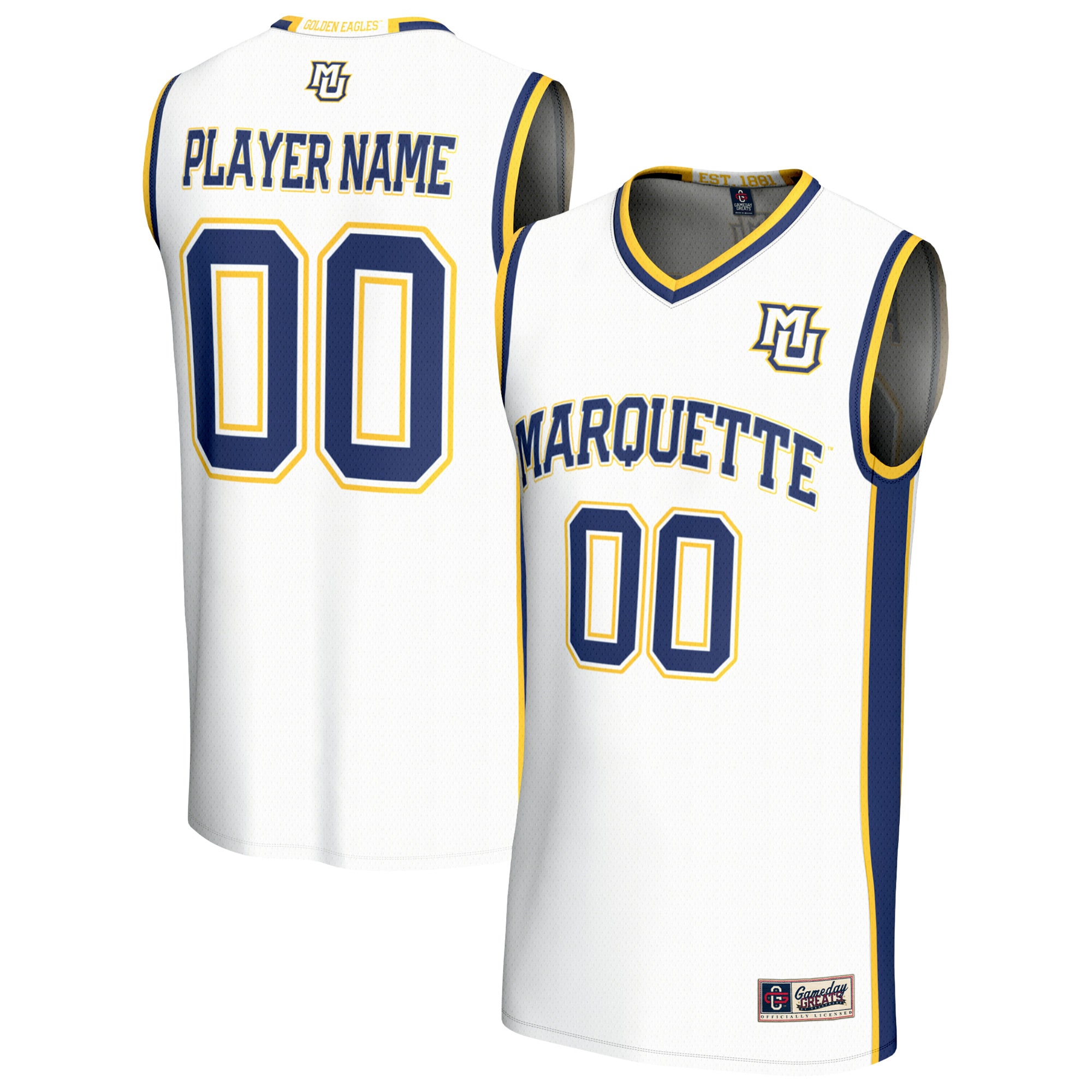 [NJP] Marquette Golden Eagles GameDay Greats Youth Lightweight Collegiate Men's Basketball NIL Pick-A-Player Fashion Jersey - White
