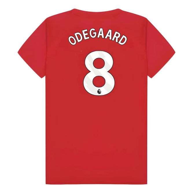 Arsenal 2022-23 Home Football Shirt with Odegaard Printing L S Kids