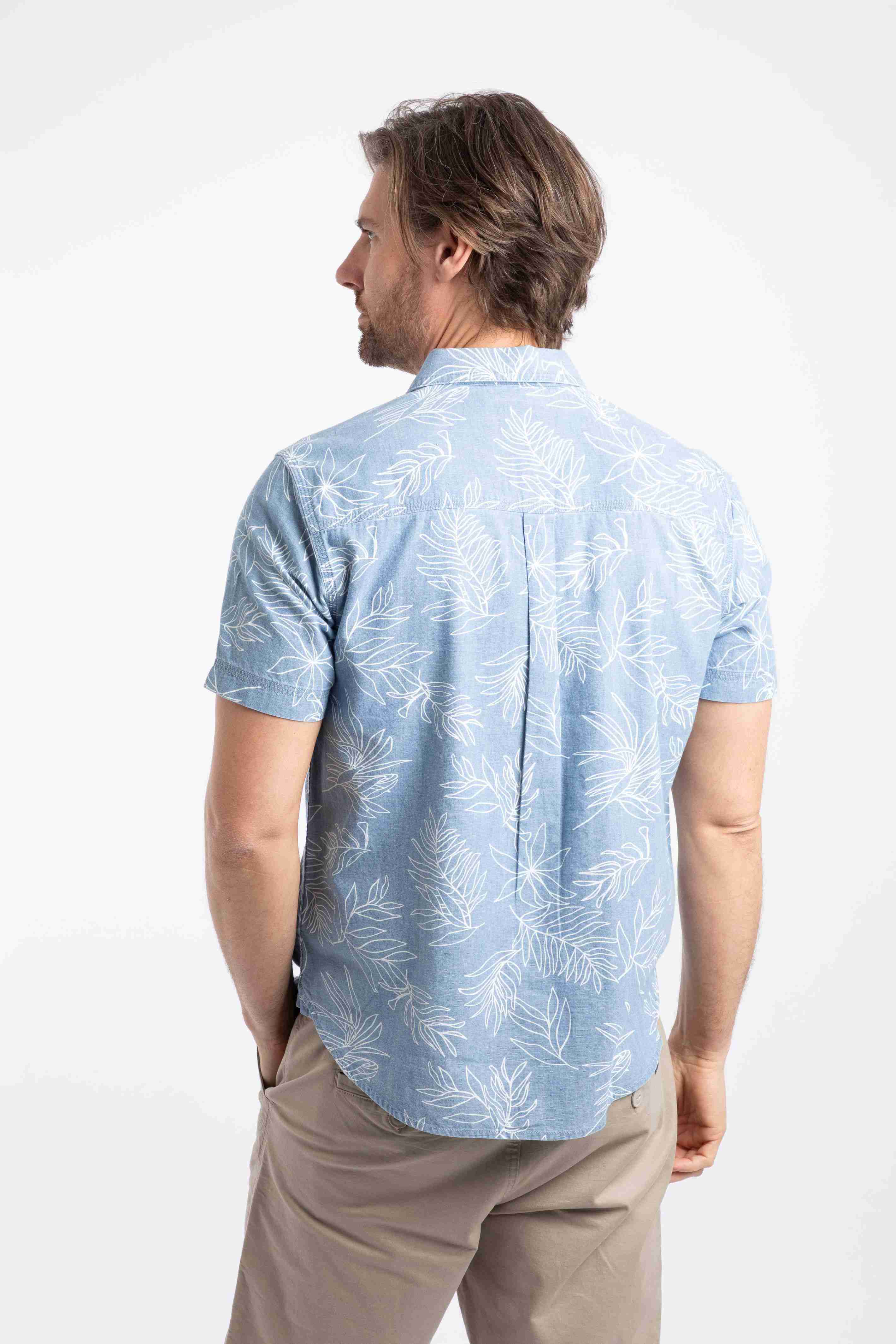 Russell Printed Chambray Short Sleeve Shirt Denim